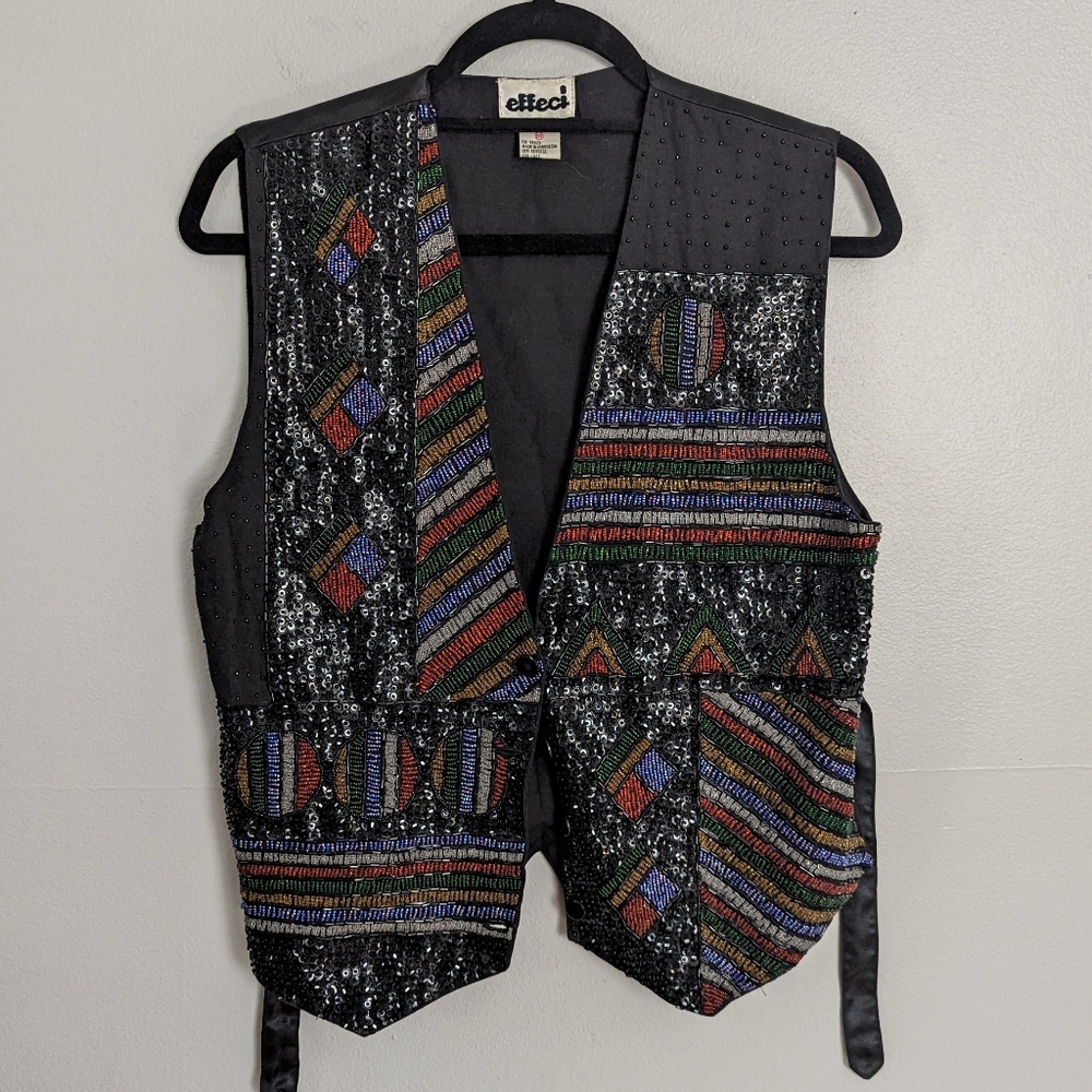 Vintage Effeci Seed Bead and Sequin Vest